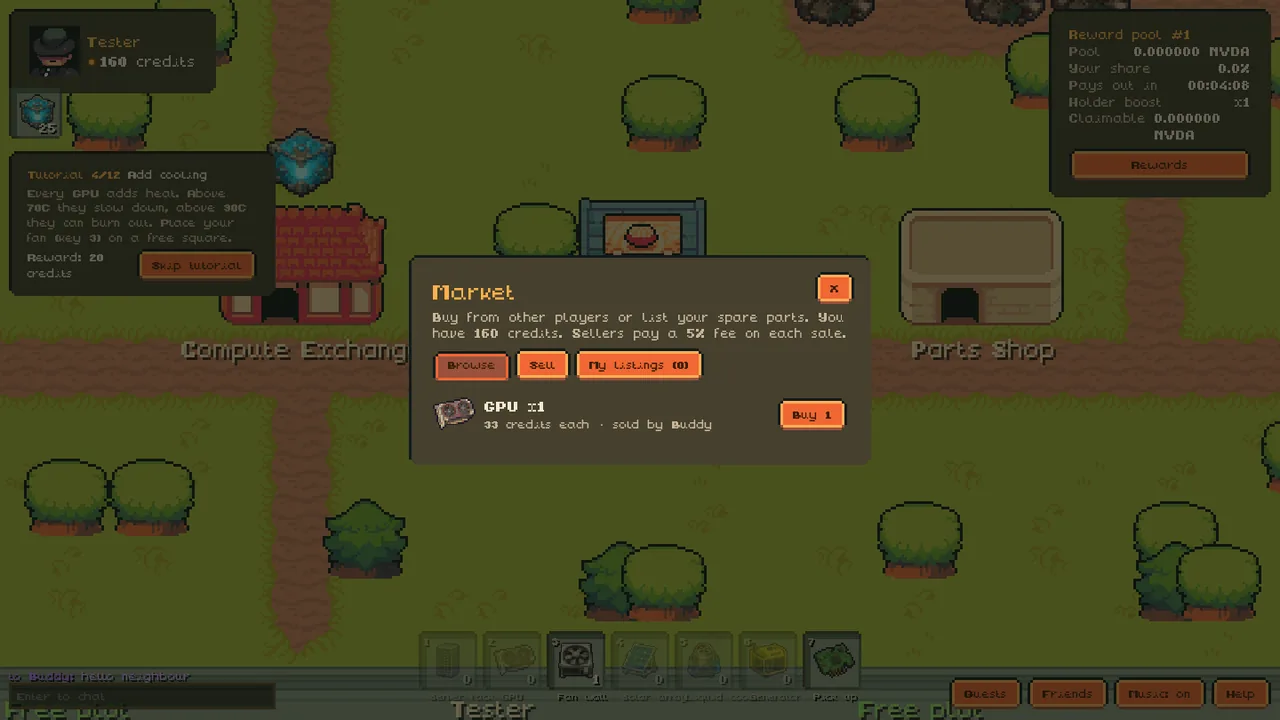 The player market listing parts for sale